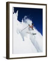 Skier in Powder at Big Mountain Resort, Whitefish, Montana, USA-Chuck Haney-Framed Photographic Print