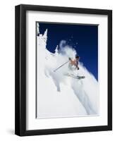 Skier in Powder at Big Mountain Resort, Whitefish, Montana, USA-Chuck Haney-Framed Premium Photographic Print