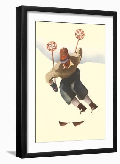 Skier in Powder-null-Framed Art Print