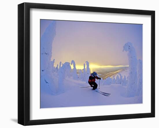 Skier in Snowghosts at Big Mountain Resort in Whitefish, Montana, USA-Chuck Haney-Framed Photographic Print