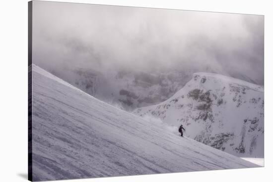 Skier in the mountains on a magical looking day, Canada, North America-Tyler Lillico-Stretched Canvas