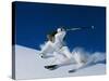 Skier in White-null-Stretched Canvas