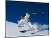 Skier in White-null-Mounted Photographic Print