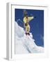 Skier in Yellow with Streaming Hair-null-Framed Photographic Print