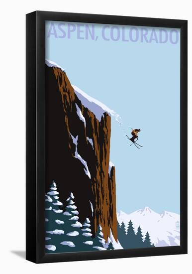 Skier Jumping - Aspen, Colorado-null-Framed Poster