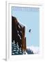 Skier Jumping - Aspen, Colorado-Lantern Press-Framed Art Print