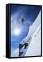 Skier Jumping from Mountain Ledge-null-Framed Stretched Canvas