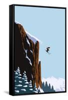 Skier Jumping-Lantern Press-Framed Stretched Canvas