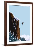 Skier Jumping-Lantern Press-Framed Art Print