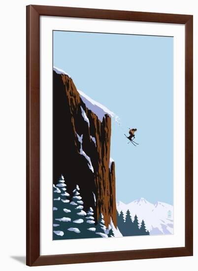 Skier Jumping-Lantern Press-Framed Art Print