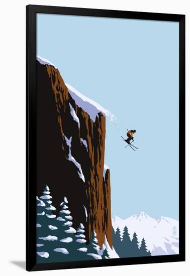 Skier Jumping-Lantern Press-Framed Art Print