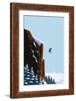 Skier Jumping-Lantern Press-Framed Art Print