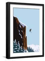 Skier Jumping-Lantern Press-Framed Art Print