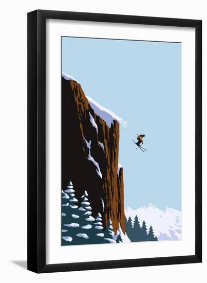 Skier Jumping-Lantern Press-Framed Art Print