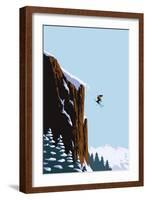 Skier Jumping-Lantern Press-Framed Art Print