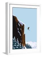Skier Jumping-Lantern Press-Framed Art Print