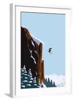 Skier Jumping-Lantern Press-Framed Art Print