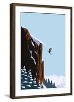 Skier Jumping-Lantern Press-Framed Art Print