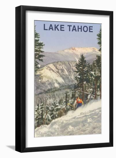 Skier, Lake Tahoe-null-Framed Art Print