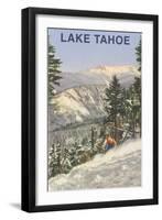 Skier, Lake Tahoe-null-Framed Art Print