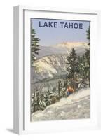 Skier, Lake Tahoe-null-Framed Art Print