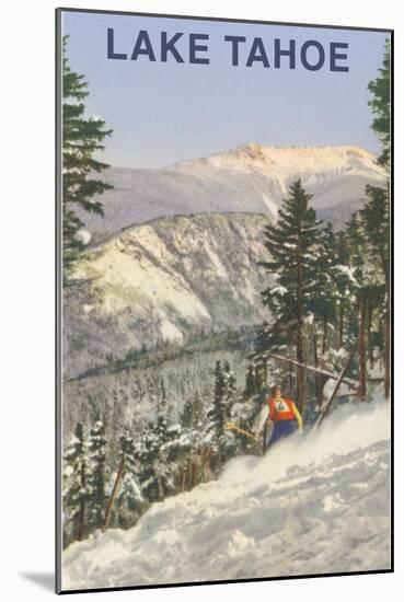 Skier, Lake Tahoe-null-Mounted Art Print