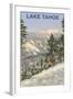 Skier, Lake Tahoe-null-Framed Art Print