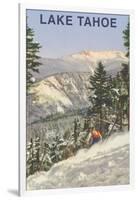 Skier, Lake Tahoe-null-Framed Art Print