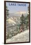 Skier, Lake Tahoe-null-Framed Art Print