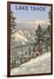 Skier, Lake Tahoe-null-Framed Art Print