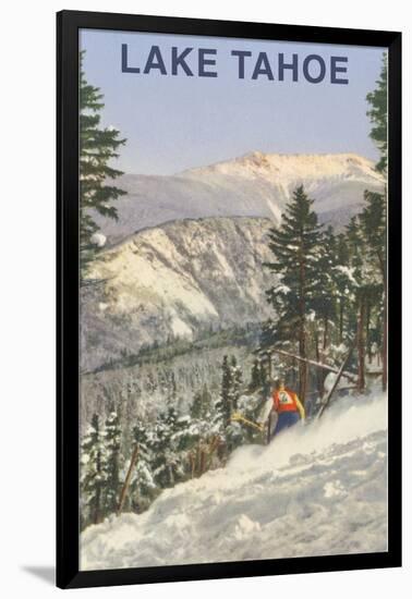 Skier, Lake Tahoe-null-Framed Art Print