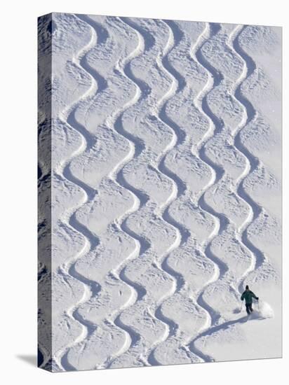 Skier Leaves His Trace in the Deep Snow on a Hill Near St. Maergen in the Black Forest of Germany-null-Stretched Canvas