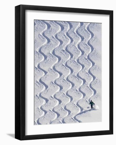 Skier Leaves His Trace in the Deep Snow on a Hill Near St. Maergen in the Black Forest of Germany-null-Framed Photographic Print