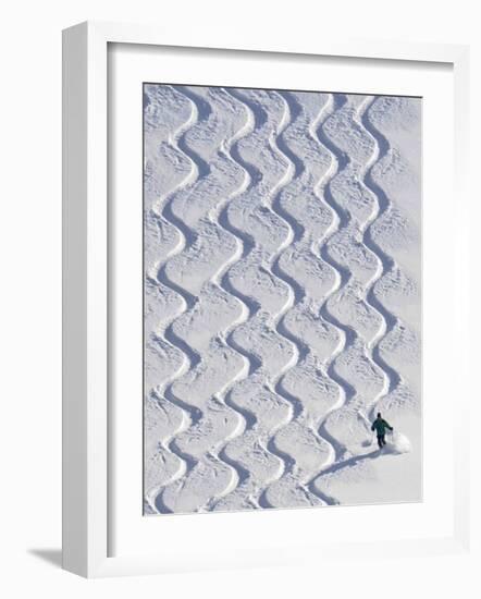 Skier Leaves His Trace in the Deep Snow on a Hill Near St. Maergen in the Black Forest of Germany-null-Framed Photographic Print