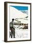 Skier Looking over Sun Valley Resort-null-Framed Premium Giclee Print