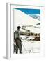 Skier Looking over Sun Valley Resort-null-Framed Premium Giclee Print