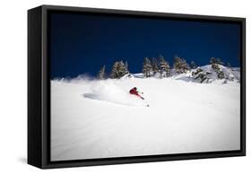 Skier Makes Some Powder Turns In The Backcountry Near Mt Baker Ski Area-Jay Goodrich-Framed Stretched Canvas