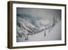 Skier Makes Some Steep Angle Powder Turns In Cascades Of Washington As A Snow Storm Begins To Clear-Jay Goodrich-Framed Photographic Print