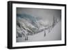 Skier Makes Some Steep Angle Powder Turns In Cascades Of Washington As A Snow Storm Begins To Clear-Jay Goodrich-Framed Photographic Print