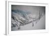 Skier Makes Some Steep Angle Powder Turns In Cascades Of Washington As A Snow Storm Begins To Clear-Jay Goodrich-Framed Photographic Print