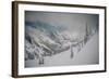 Skier Makes Some Steep Angle Powder Turns In Cascades Of Washington As A Snow Storm Begins To Clear-Jay Goodrich-Framed Photographic Print