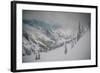 Skier Makes Some Steep Angle Powder Turns In Cascades Of Washington As A Snow Storm Begins To Clear-Jay Goodrich-Framed Photographic Print