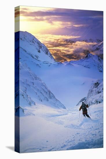 Skier on Mountain Slope-null-Stretched Canvas