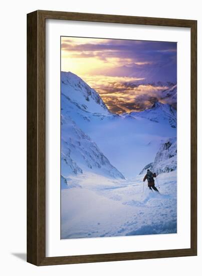 Skier on Mountain Slope-null-Framed Photo