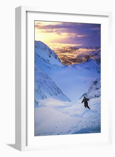 Skier on Mountain Slope-null-Framed Photo