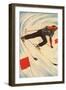 Skier on Slalom Course-null-Framed Art Print