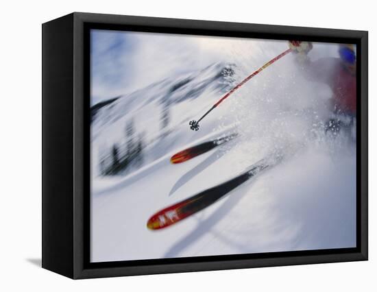 Skier Performing Sharp Turn-Doug Berry-Framed Stretched Canvas