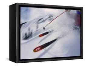 Skier Performing Sharp Turn-Doug Berry-Framed Stretched Canvas