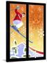 Skier Powder-Larry Hunter-Stretched Canvas