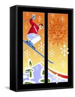 Skier Powder-Larry Hunter-Framed Stretched Canvas